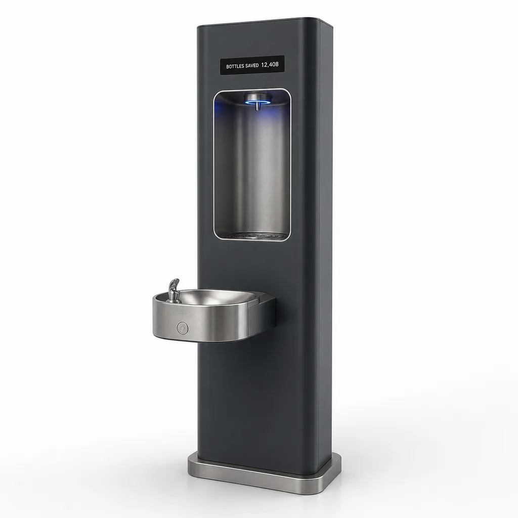 Smart Outdoor Public Drinking Water Refill Station with Filtration, UV-C Disinfection & IoT Monitoring