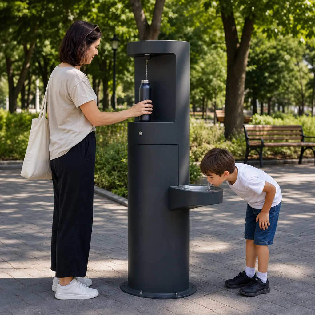 Smart Outdoor Public Drinking Water Refill Station with Filtration, UV-C Disinfection & IoT Monitoring
