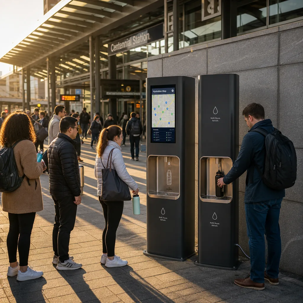Smart Outdoor Public Drinking Water Refill Station with Filtration, UV-C Disinfection & IoT Monitoring
