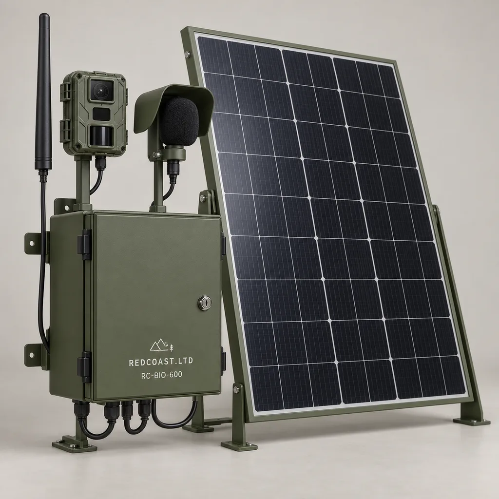 Solar Biodiversity Monitoring Node with AI Bird-Call Recognition and Infrared Camera