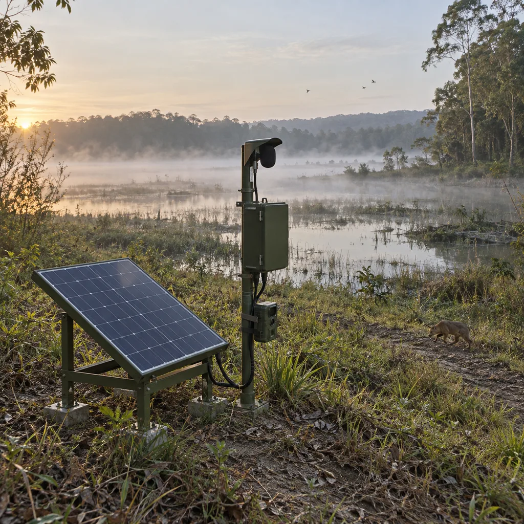 Solar Biodiversity Monitoring Node with AI Bird-Call Recognition and Infrared Camera