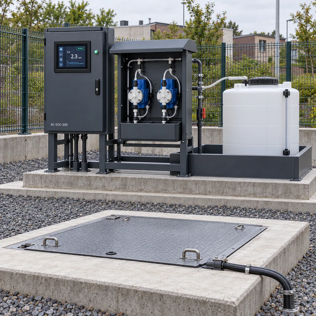 Smart Sewer H2S Monitoring & Odor Control Dosing Station
