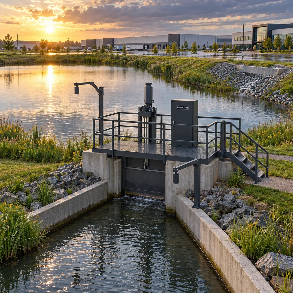 Grid-Powered Smart Stormwater Detention & Outlet Gate Control Station