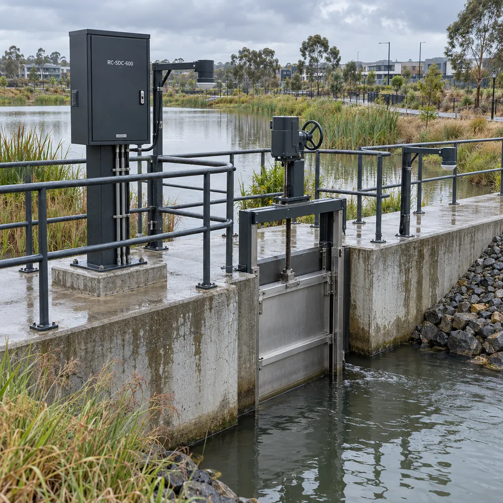 Grid-Powered Smart Stormwater Detention & Outlet Gate Control Station