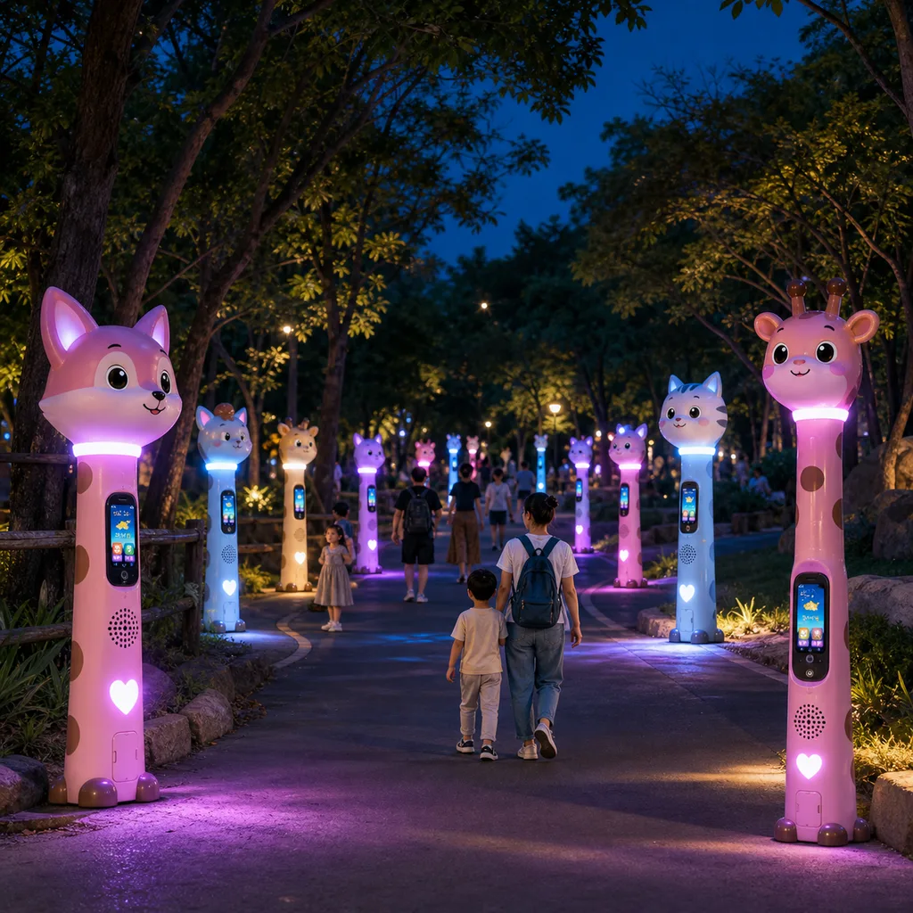 Solar-Powered Cute Animal Interactive Smart Bollard & Pathway Light