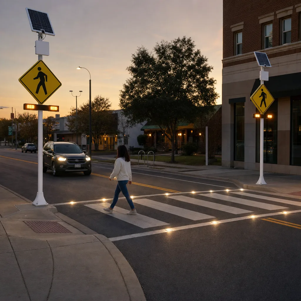 Solar-Powered Smart Pedestrian Crossing & Active Crosswalk Warning System