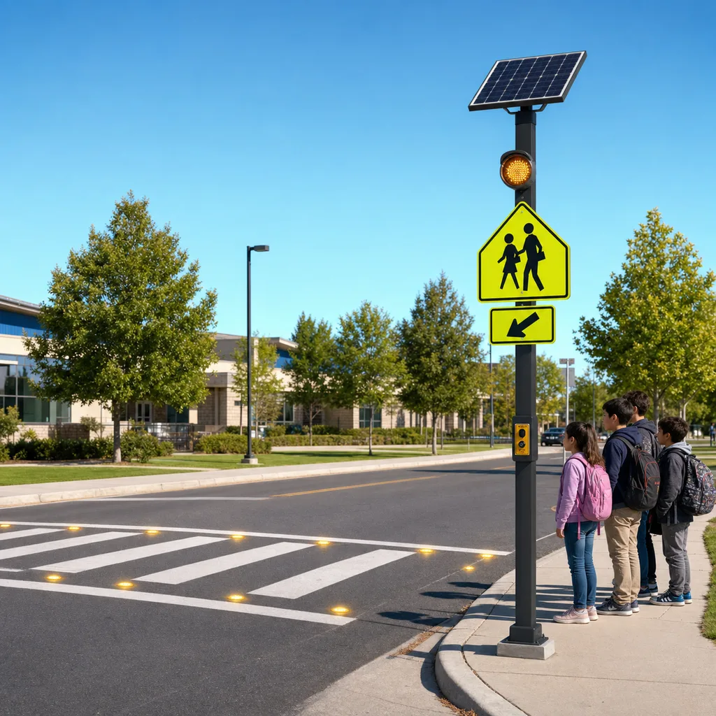 Solar-Powered Smart Pedestrian Crossing & Active Crosswalk Warning System