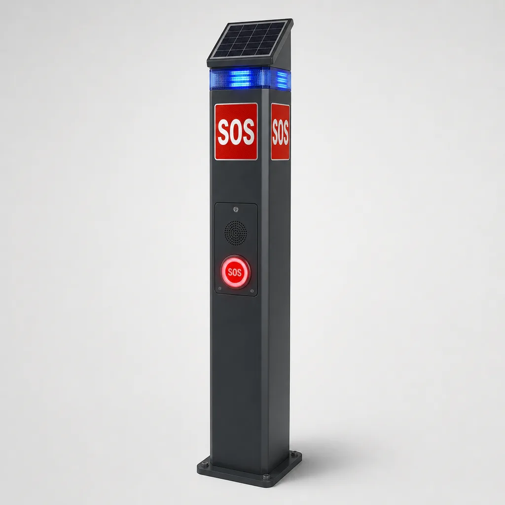 Solar-Powered SOS Emergency Call Station & Blue-Light Help Point