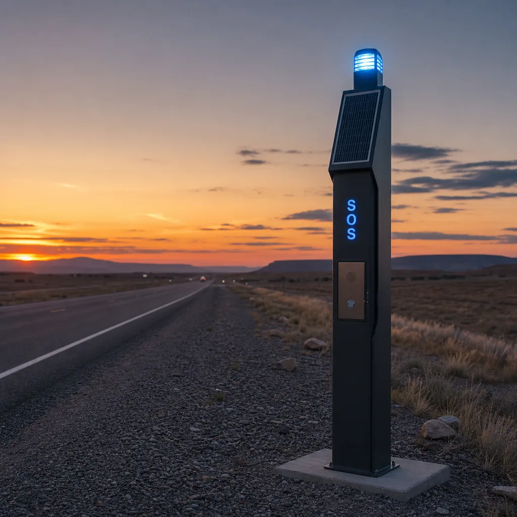 Solar-Powered SOS Emergency Call Station & Blue-Light Help Point
