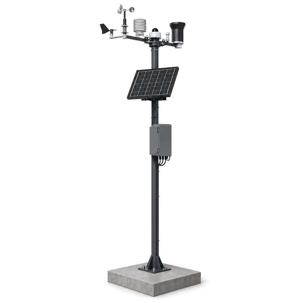 Off-Grid Solar Automatic Weather Station (AWS) — WMO-Class Multi-Parameter Meteorological Monitoring Mast