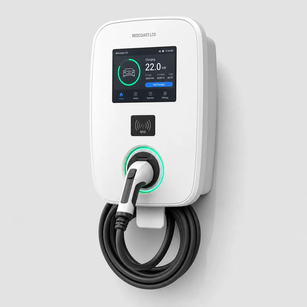 Grid-Connected AC Smart EV Charging Station (7.4–22 kW, OCPP 2.0.1, Type 2 / NACS, Wall & Pedestal)