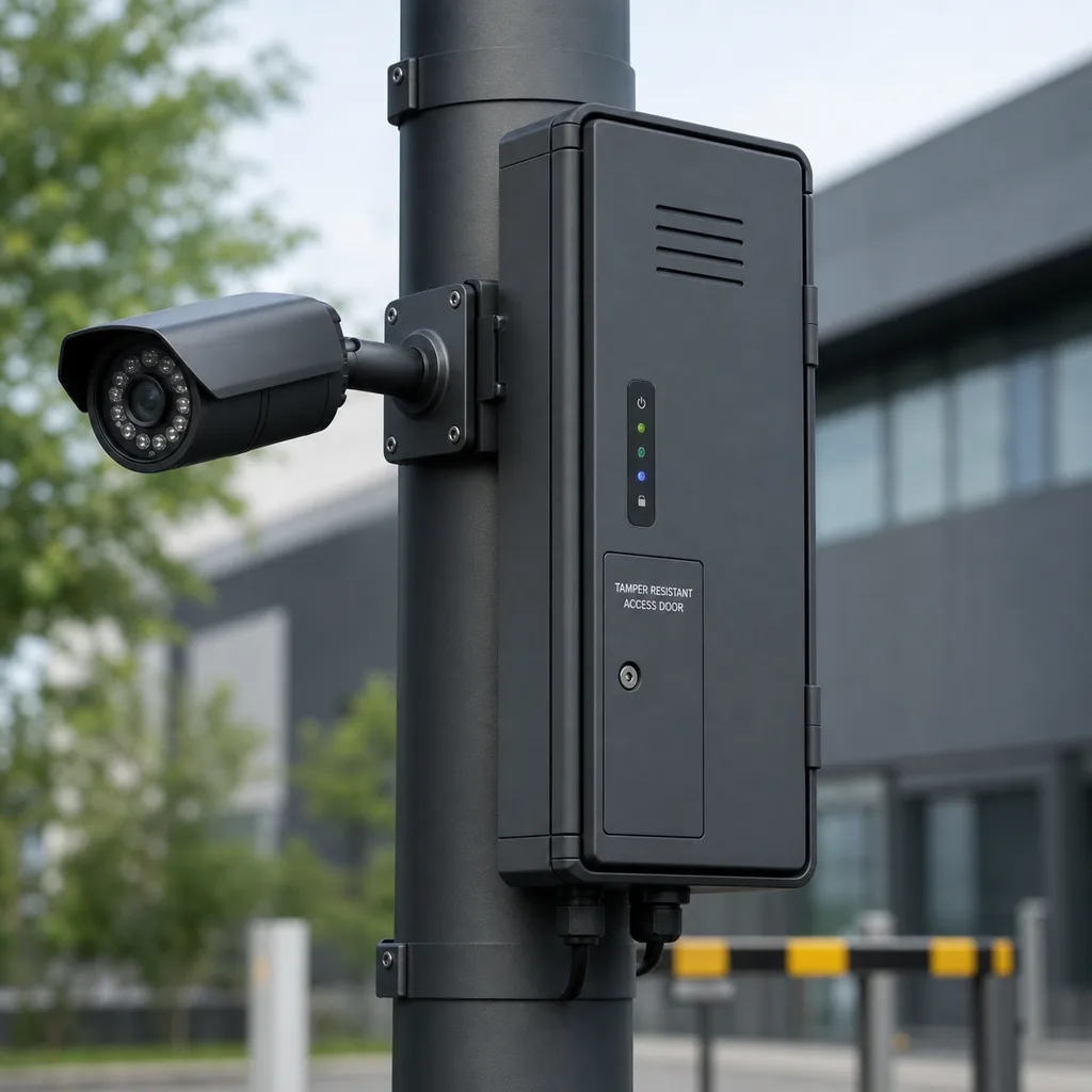 Grid-Powered Smart City Safe-City Surveillance & ANPR Pole