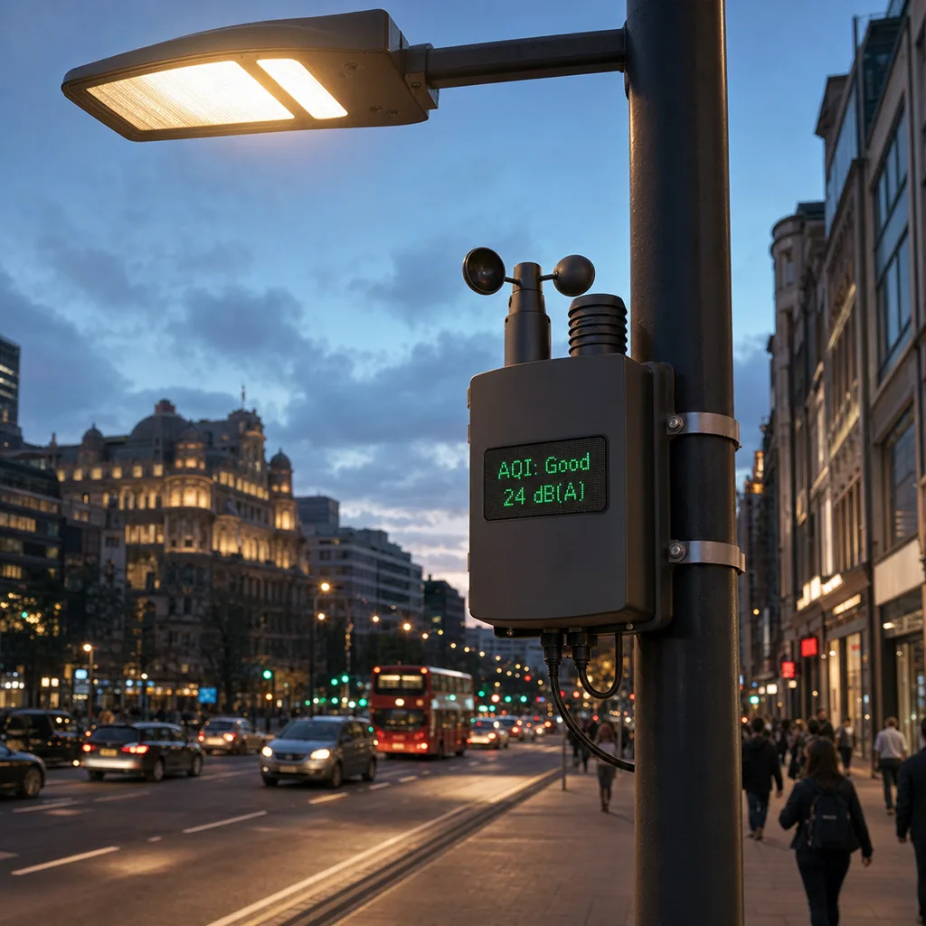 Grid-Powered Urban Multi-Parameter Environmental Monitoring & Public Display Node