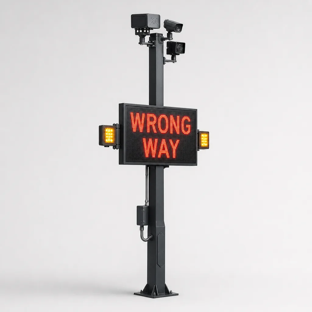 Grid-Powered Wrong-Way Driver (WWD) Detection and Active Warning System