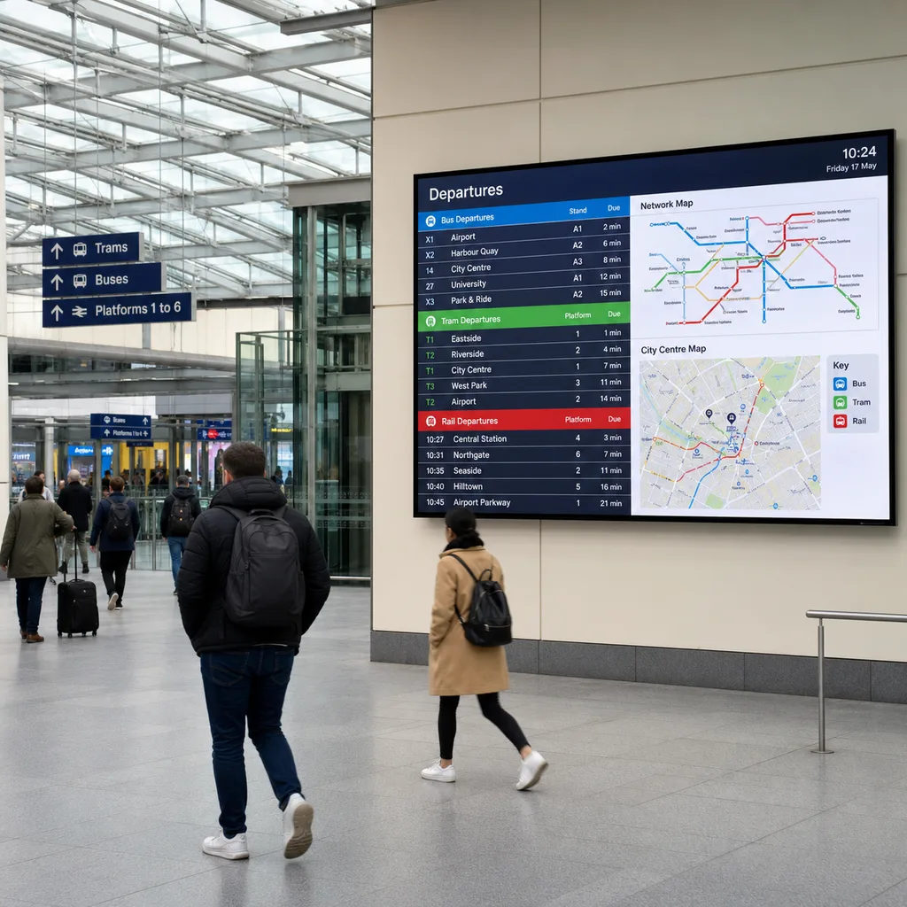 Grid-Powered Real-Time Passenger Information Display System (PIDS)