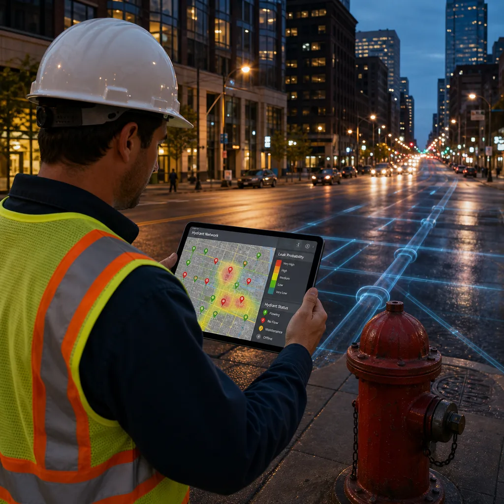 Smart Fire Hydrant & Water Distribution Network Monitoring System (Battery-Powered NB-IoT Hydrant Sensors, DMA Pressure Loggers & Acoustic Leak Noise Loggers)