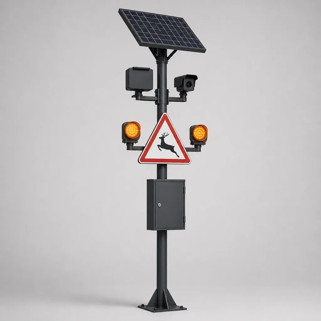 Off-Grid Solar AI Wildlife & Large Animal Detection and Driver Warning System