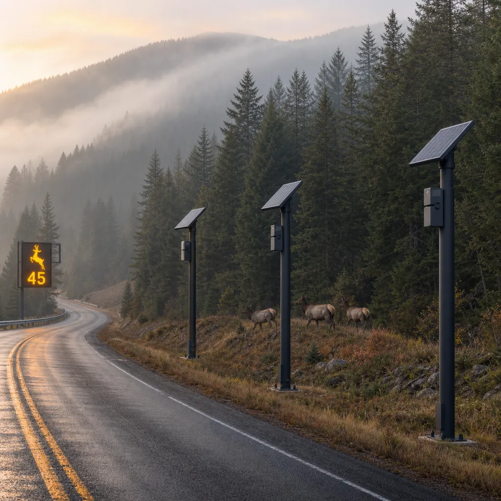Off-Grid Solar AI Wildlife & Large Animal Detection and Driver Warning System