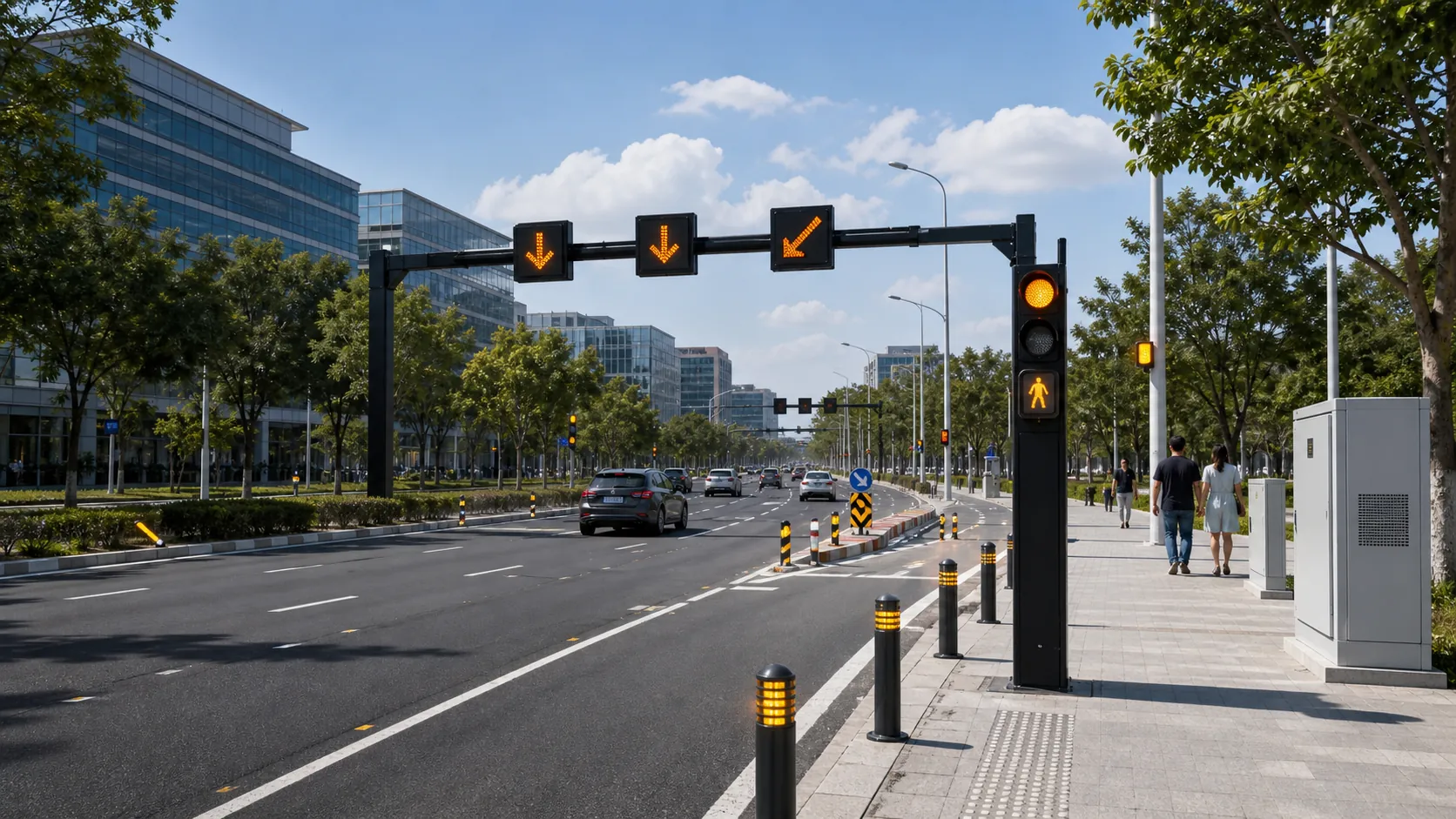 Connected traffic guidance and safety infrastructure near a transport hub